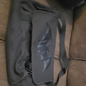 Black Messenger Bag with Bat Logo